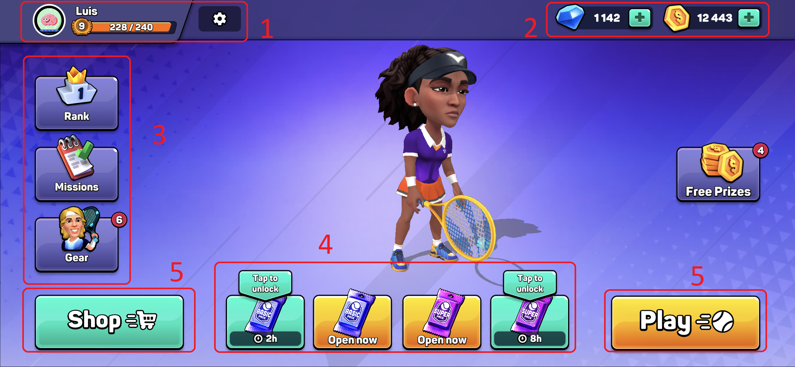 Mini Tennis Leaderboards, missions and achievements – Miniclip