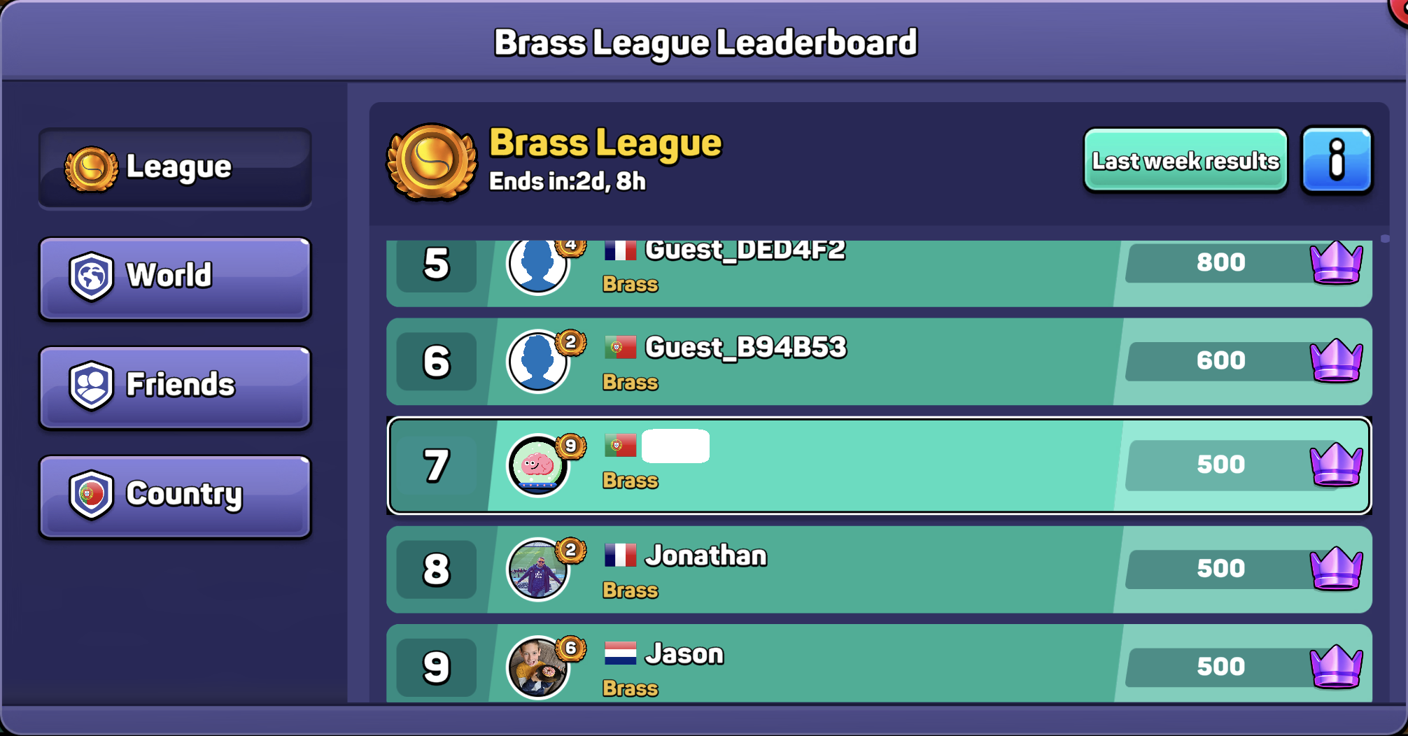 Brawl Stars - Last 7 days Leaderboard