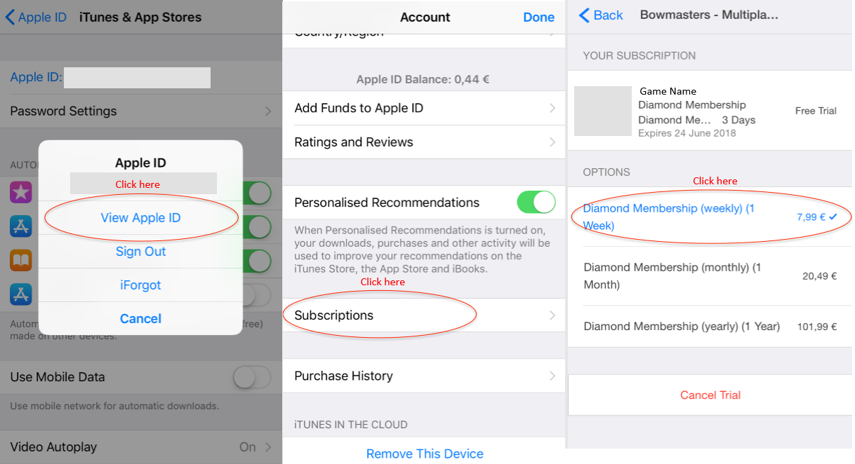 where to find subscriptions on iphone