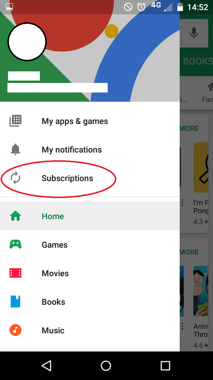 cancel itunes subscription from my android